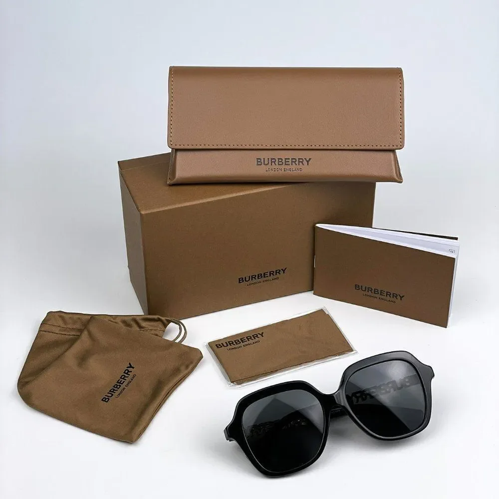 SALE! NEW Burberry BE4389 Joni 300187  Black Dark Grey Square Women Sunglasses - Picture 12 of 12